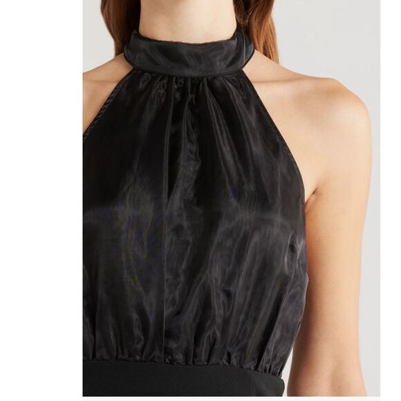 Lulus Organza & Crepe Halter Gown Dress, Cocktail Party Black, Size Medium, NWT - Picture 5 of 7